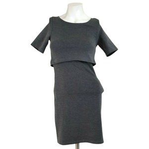 H&M Gray Layered Short Sleeve Stretchy Sheath Bodycon Mini Dress
